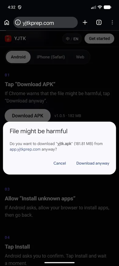 The Download APK button on this page
